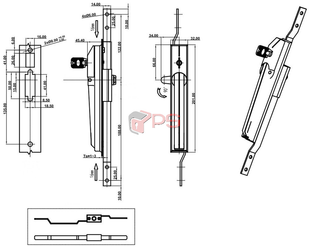 U-Getriebe-Hebel-mit-aktiv-Zylinder-Serie-B01-Typ-830-3-png